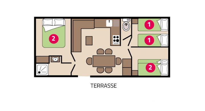 Plan mobil-home Famille camping Park er Lann