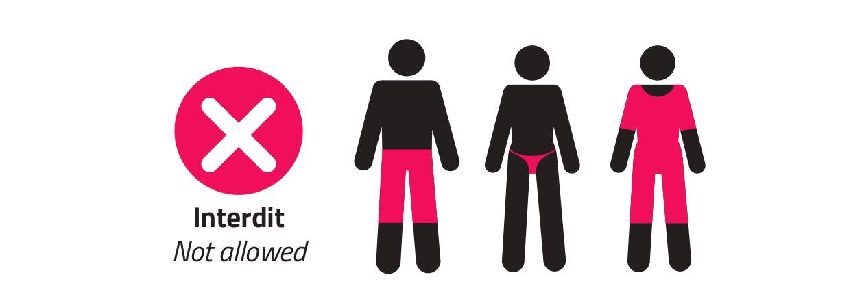 Tenues interdites espace aquatique