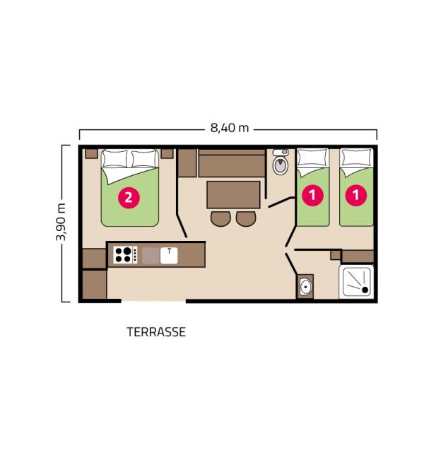 Plan mobil-home Bahia camping La Corniche
