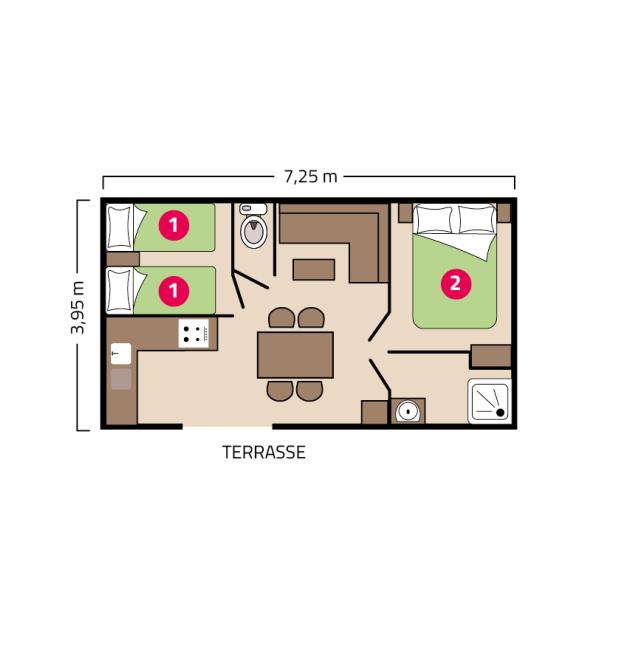 Plan mobil-home Bahia camping Les Peupliers