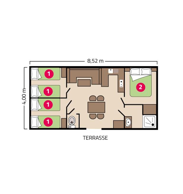 Plan mobil-home Famille Éco camping Signol