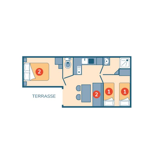 Plan mobil-home Loggia Éco camping La Mignardière