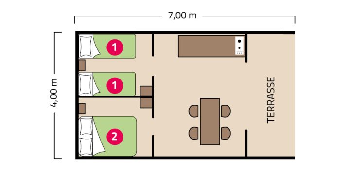 Plan Tente Cotton 4 personnes camping La Corniche