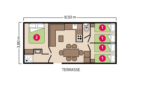 Plan mobil-home Évasion camping La Corniche