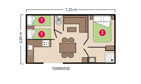 Plan mobil-home Bahia camping Park er Lann