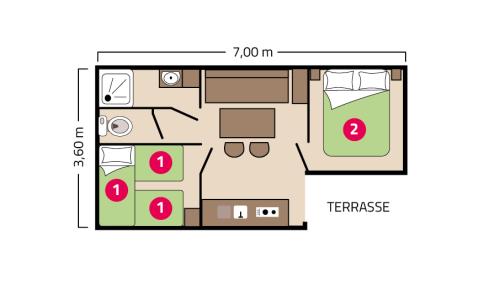 Plan mobil-home Loggia camping Les Peupliers