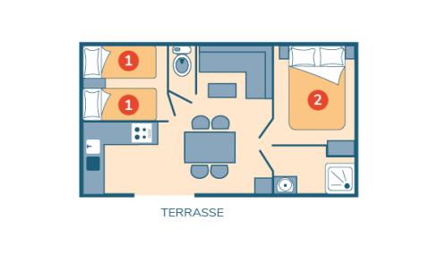 Plan mobil-home Bahia camping Park er Lann